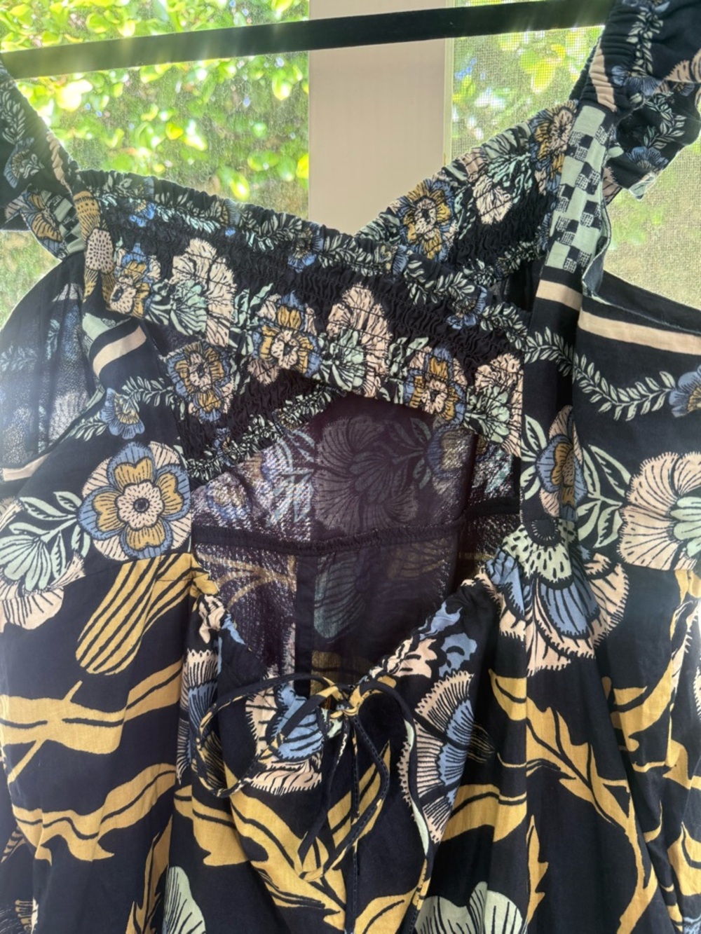 NWOT Free People Bali Albright Floral Boho Jumpsuit Blue Navy Multi 100% Cotton - Picture 11 of 15